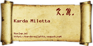 Karda Miletta névjegykártya